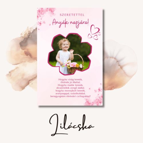 Lilácska köszöntőkártya